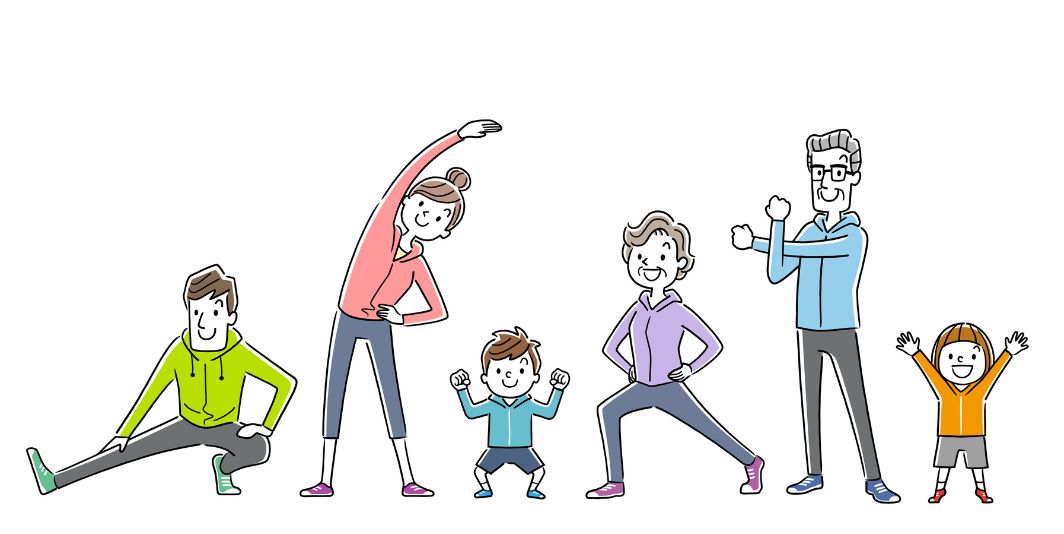 cartoon people stretching