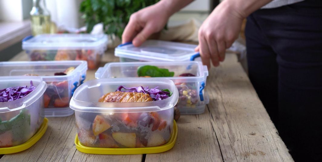 containers being meal prepped