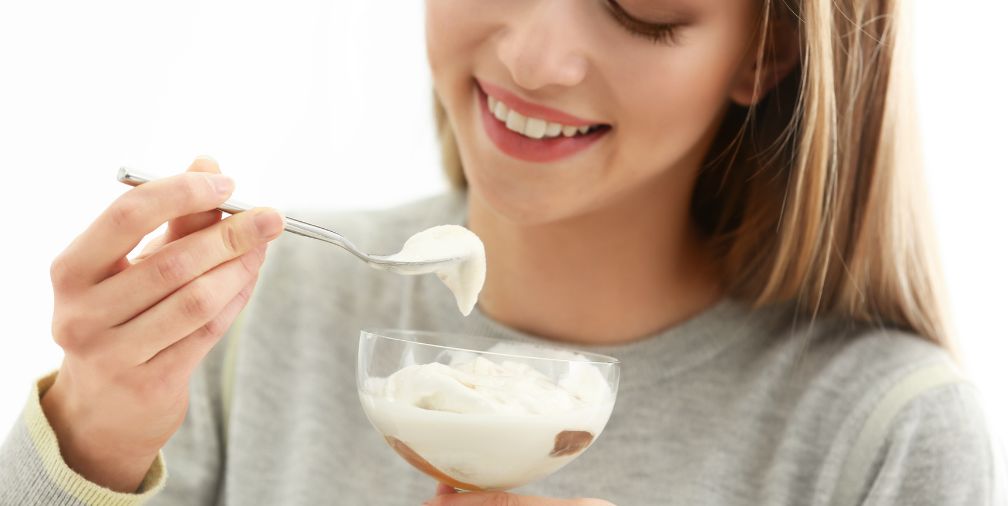 Woman eating ice cream