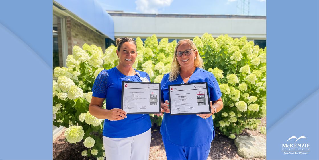 Rebecca Stoliker, Director of Nursing Services and Lacey Shea, Emergency Department Manager, Trauma Program/Injury Prevention Coordinator, and Stroke and STEMI Program Manager   