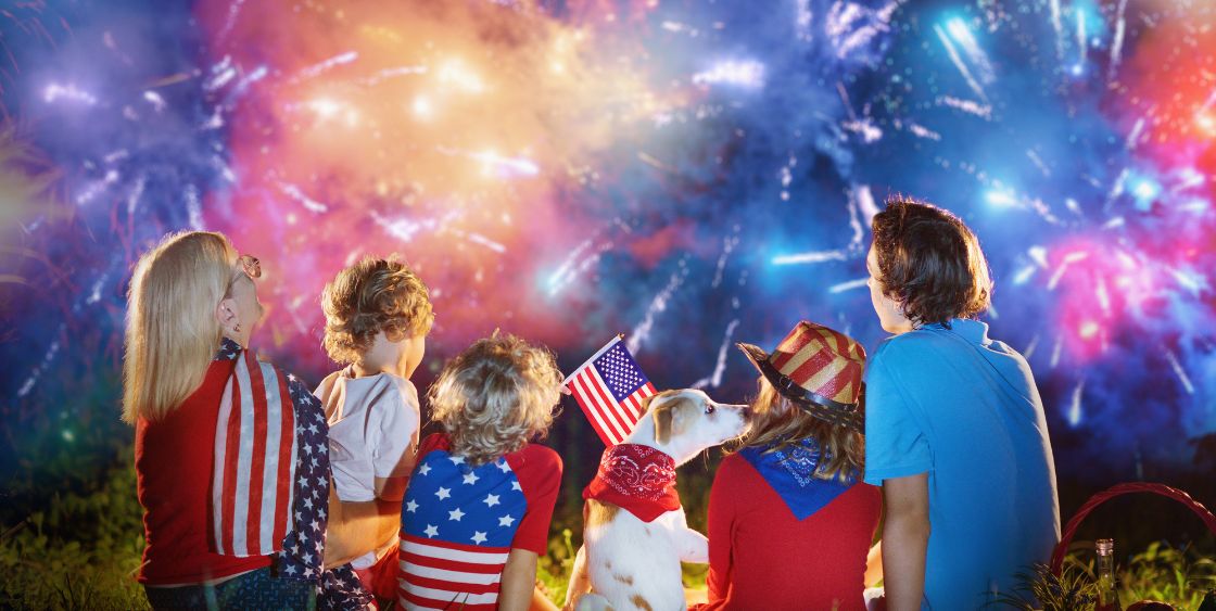 A Family Watches Fireworks