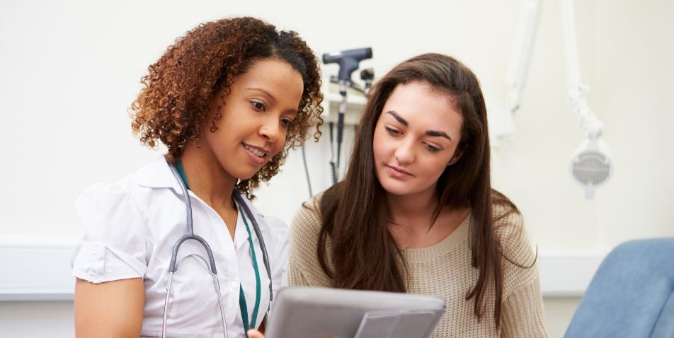 young adult with pediatrician