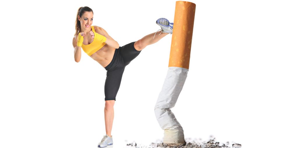 Women kicking a extra large cigarette