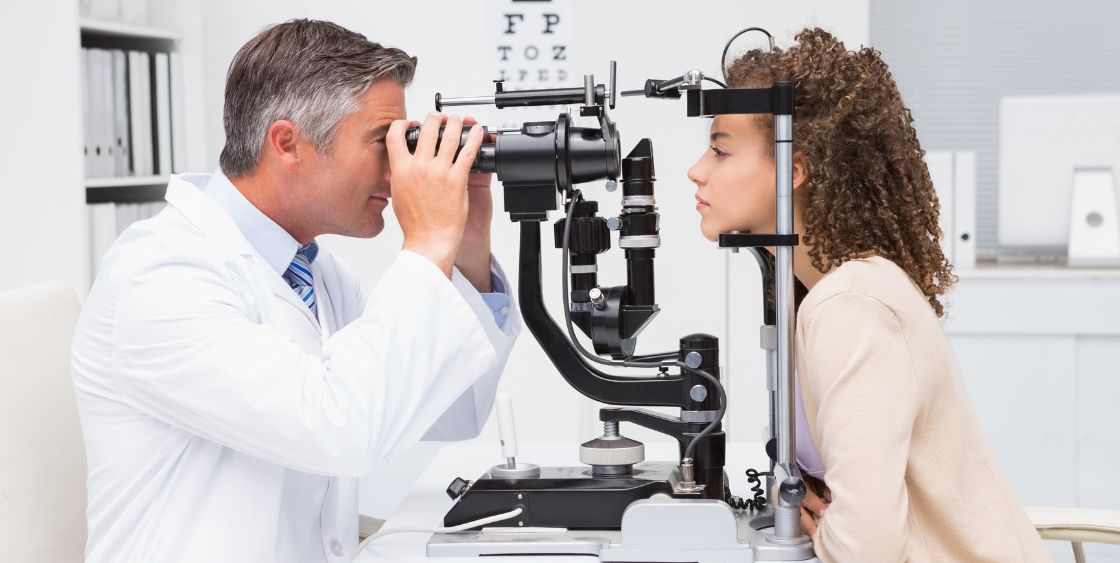 Women getting her eyes checked 