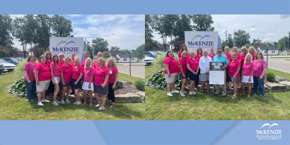 McKenzie Auxiliary Group Photo and McKenzie Auxiliary with Golf Ball Drop Winner, Al Stoutenburg
