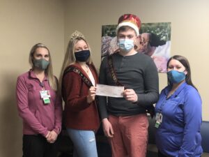 Trisha Perry, BAS, RRT; Hannah Leen, 2021 SHS Sweetheart Queen; Broxten Davis, 2021 SHS Sweetheart King; and Erin Lipka, BAS, RRT, Cardiopulmonary Manager